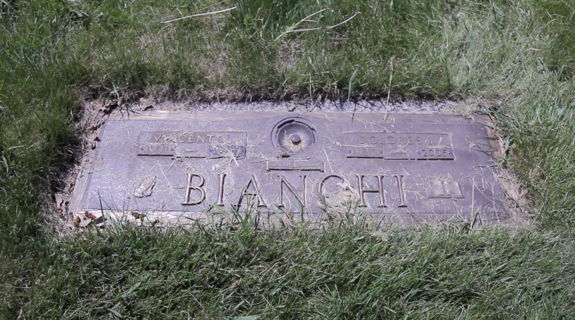 Bianchi bronze lawn marker before cleaning
